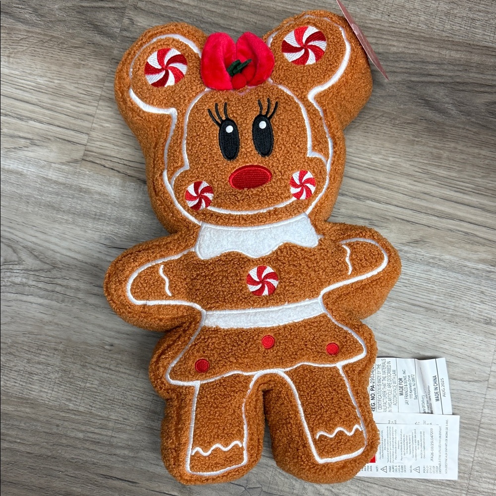 Gingerbread Minnie Mouse Plush with Peppermint Accents